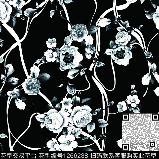 1195-2.jpg - 1266238 - 真丝 灰色花 雪纺 - 传统印花花型 － 女装花型设计 － 瓦栏