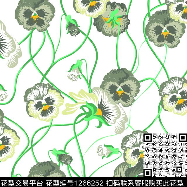 循化花卉.jpg - 1266252 - 真丝 花卉 大牌风 - 传统印花花型 － 女装花型设计 － 瓦栏