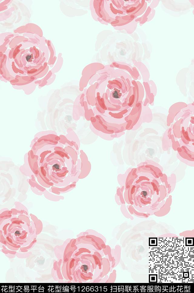 植物中国风国画数码印花花型下载（图片编号: 1266315） - 瓦栏（Walan）