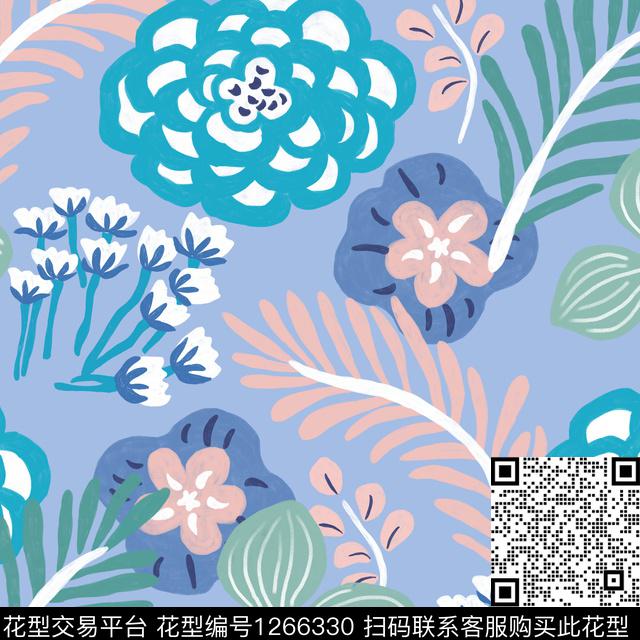 天堂花园6.1(b).jpg - 1266330 - 花卉 大牌风 绿植树叶 - 传统印花花型 － 女装花型设计 － 瓦栏