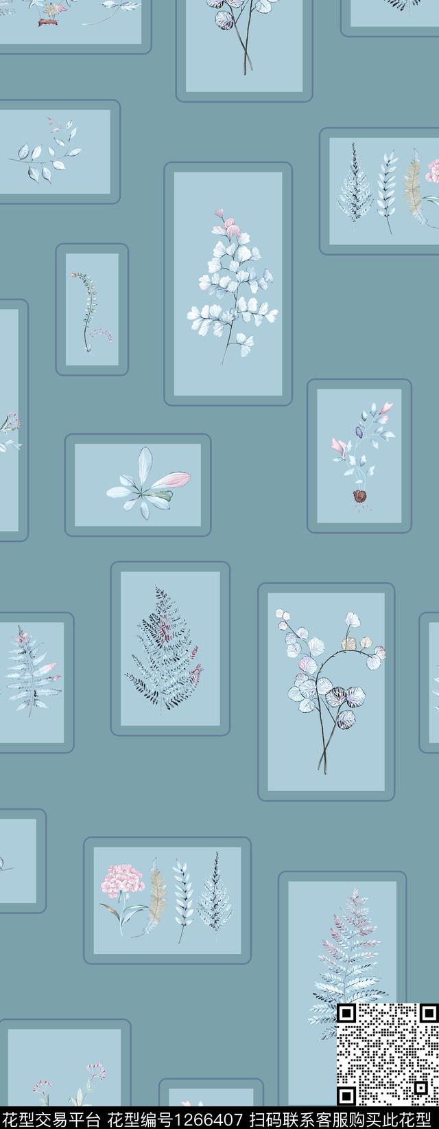 花中画A.jpg - 1266407 - 植物 中国 禅意 - 传统印花花型 － 床品花型设计 － 瓦栏