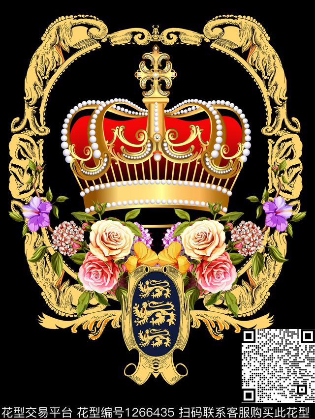 宫廷风大牌男装欧式定位花数码印花花型下载（图片编号: 1266435） - 瓦栏（Walan）