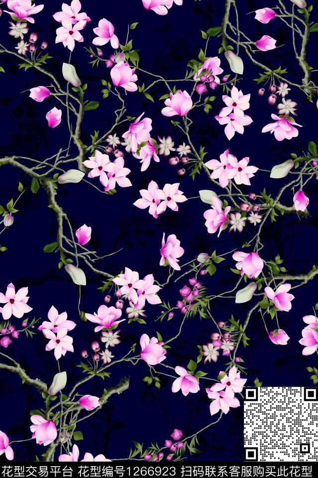 红底花-分层.jpg - 1266923 - 花卉 数码花型 手绘 - 数码印花花型 － 女装花型设计 － 瓦栏