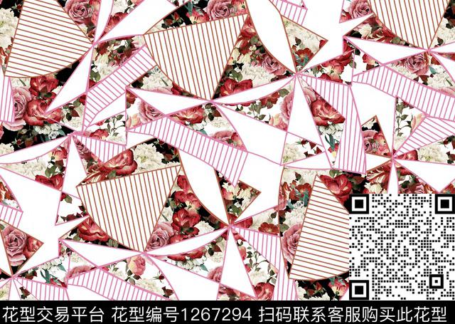 女装几何数码花型数码印花花型下载（图片编号: 1267294） - 瓦栏（Walan）