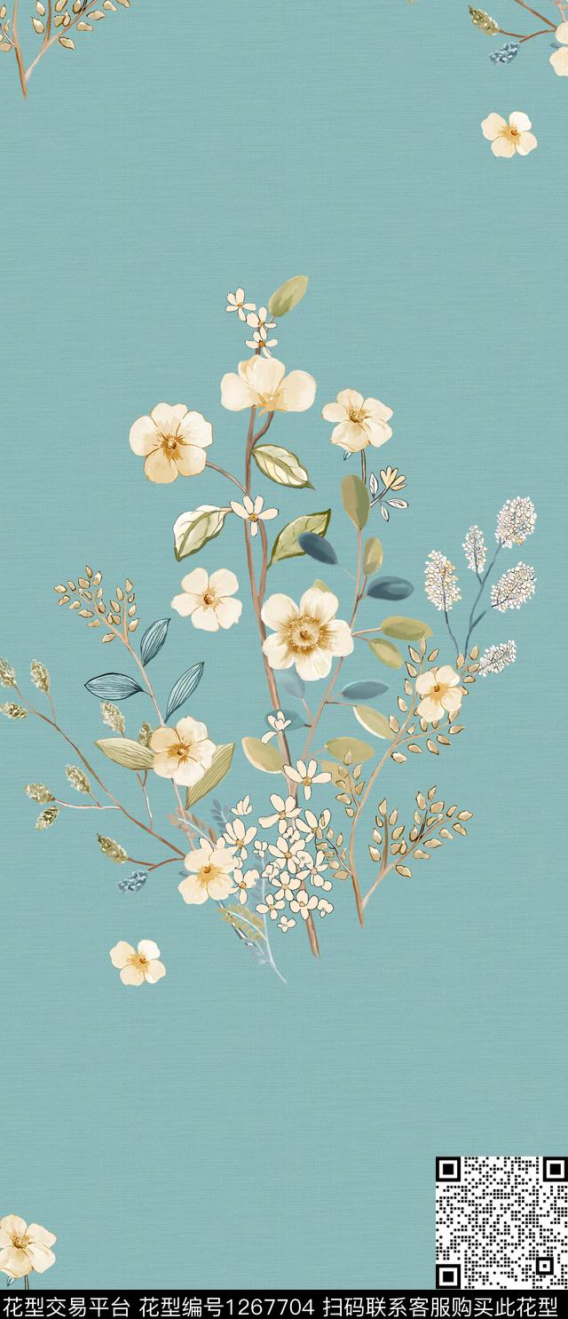 花团锦簇.jpg - 1267704 - 床品 树枝 炫彩 - 传统印花花型 － 床品花型设计 － 瓦栏