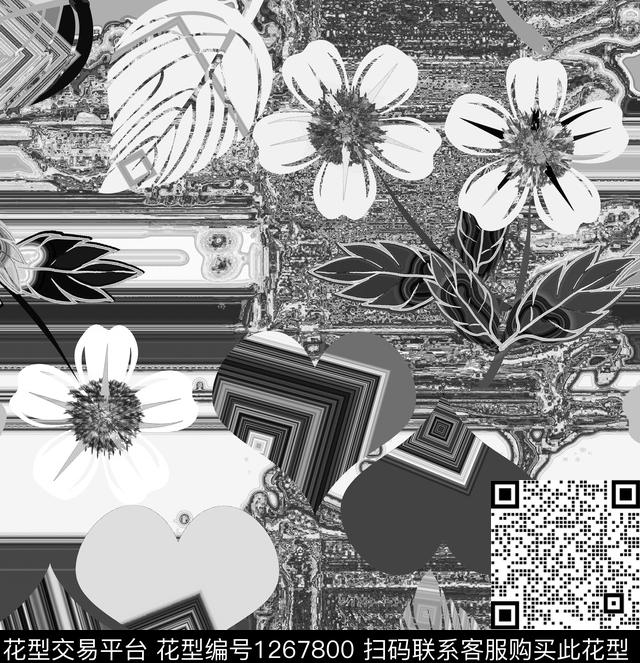 789328.jpg - 1267800 - 绿植树叶 绘画 几何 - 数码印花花型 － 女装花型设计 － 瓦栏