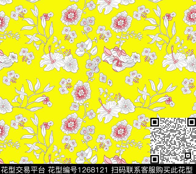 AA050-1.jpg - 1268121 - 花卉 大牌风 数码花型 - 数码印花花型 － 女装花型设计 － 瓦栏