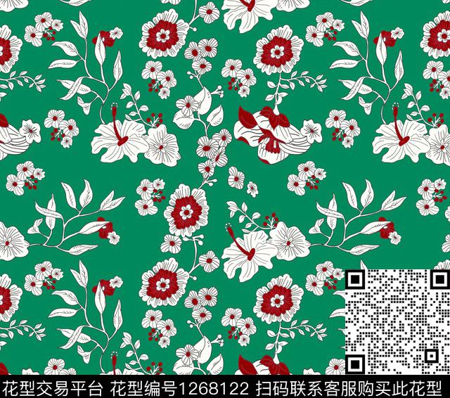 AA050-2.jpg - 1268122 - 花卉 大牌风 数码花型 - 数码印花花型 － 女装花型设计 － 瓦栏