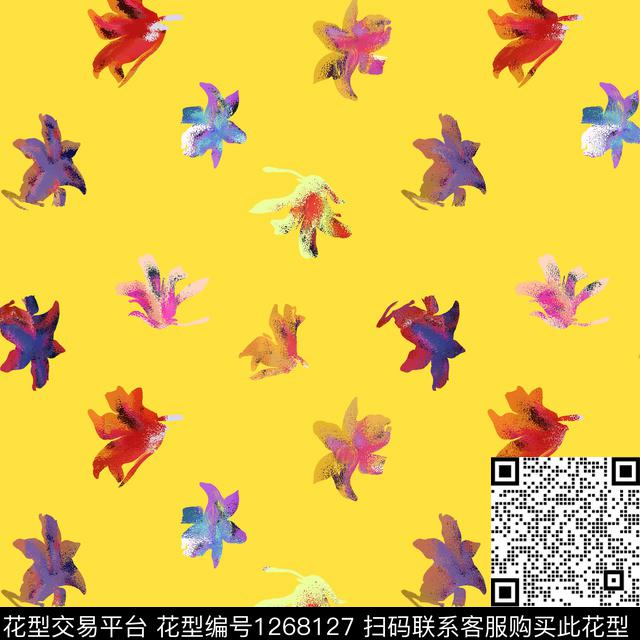 AA051-4.jpg - 1268127 - 花卉 大牌风 数码花型 - 数码印花花型 － 女装花型设计 － 瓦栏