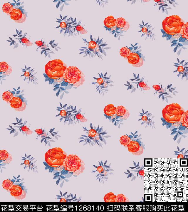 AA054-2.jpg - 1268140 - 花卉 大牌风 数码花型 - 数码印花花型 － 女装花型设计 － 瓦栏