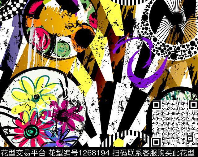 未标题-1.jpg - 1268194 - 女装 炫彩 线条画 - 传统印花花型 － 女装花型设计 － 瓦栏