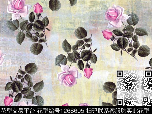 191005-1.jpg - 1268605 - 玫瑰花 热烈 复古感 - 数码印花花型 － 女装花型设计 － 瓦栏