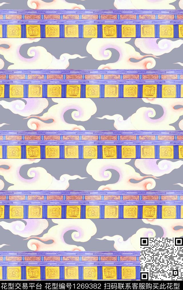 植物中国风国画数码印花花型下载（图片编号: 1269382） - 瓦栏（Walan）