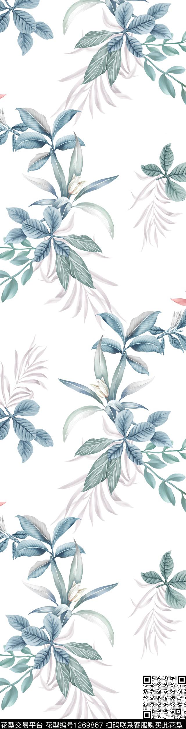 热带雨林A.jpg - 1269867 - 植物 休闲 热带花型 - 数码印花花型 － 窗帘花型设计 － 瓦栏