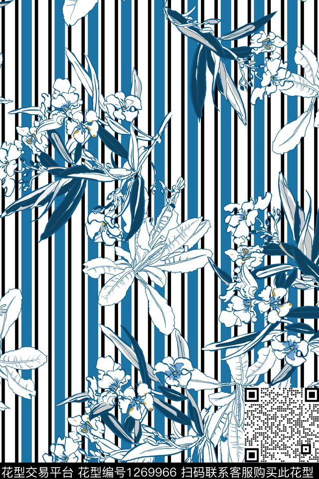 植物中国风国画数码印花花型下载（图片编号: 1269966） - 瓦栏（Walan）