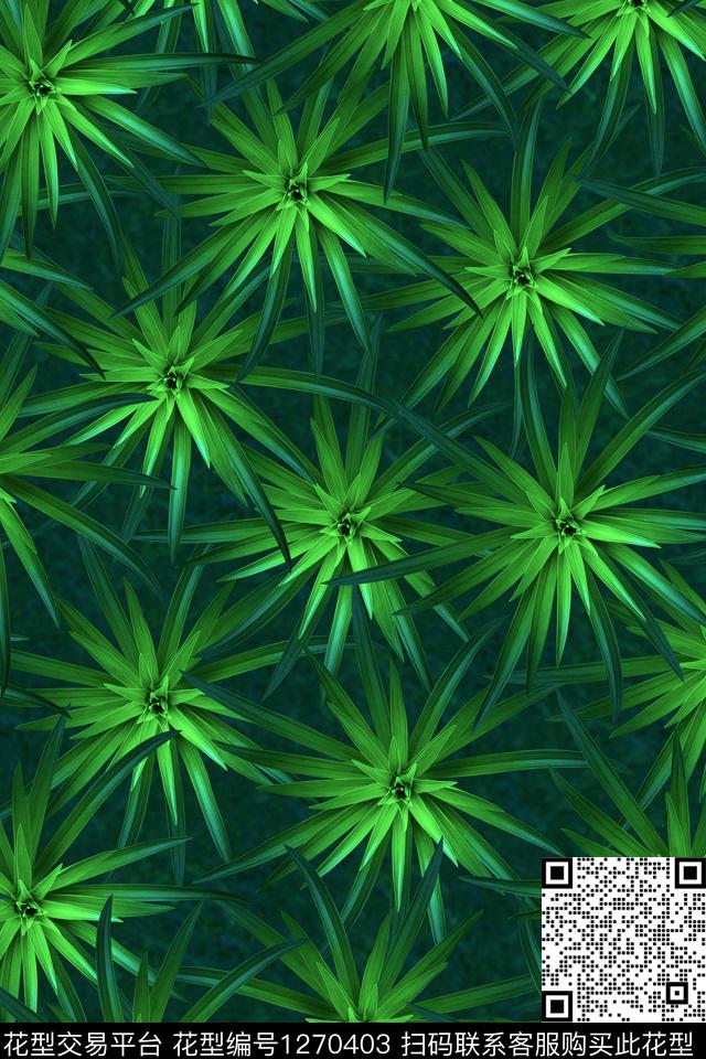花卉绿植树叶数码印花花型下载（图片编号: 1270403） - 瓦栏（Walan）