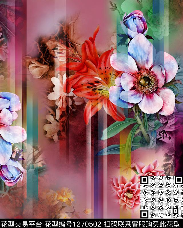 素材1 (149).jpg - 1270502 - 数码花型 大牌风 中国 - 数码印花花型 － 女装花型设计 － 瓦栏