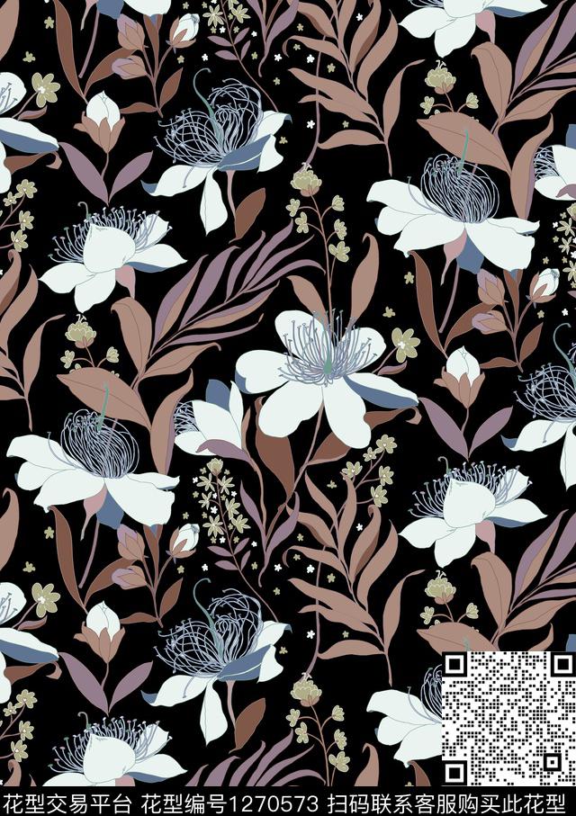 flo5-2.jpg - 1270573 - 复古 花卉 绿植树叶 - 数码印花花型 － 女装花型设计 － 瓦栏