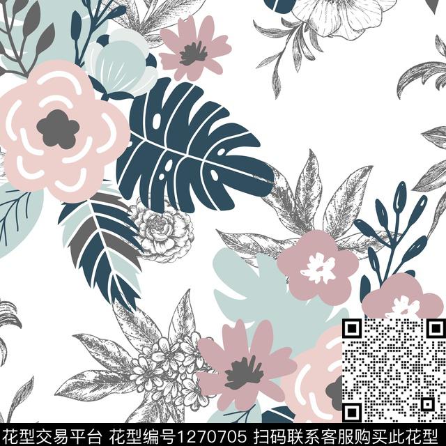 25.jpg - 1270705 - 花卉 抽象 线条 - 传统印花花型 － 床品花型设计 － 瓦栏