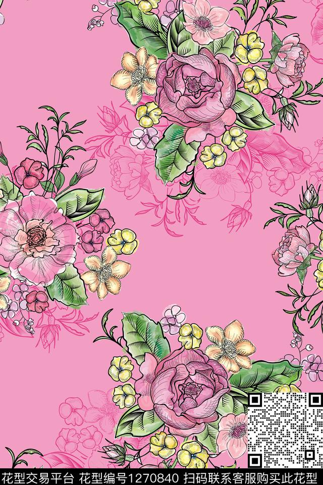 09-分层.jpg - 1270840 - 数码花型 手绘 1/2接 - 数码印花花型 － 女装花型设计 － 瓦栏