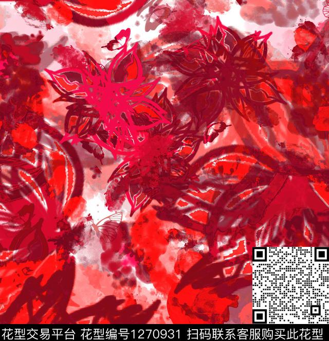 660106.jpg - 1270931 - 绘画 花卉 抽象 - 数码印花花型 － 女装花型设计 － 瓦栏