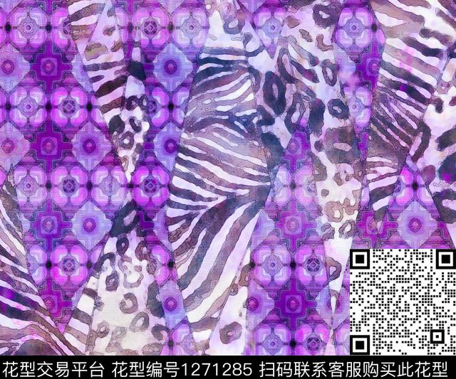 M1910109H.tif - 1271285 - 水彩 手绘 条纹 - 数码印花花型 － 女装花型设计 － 瓦栏