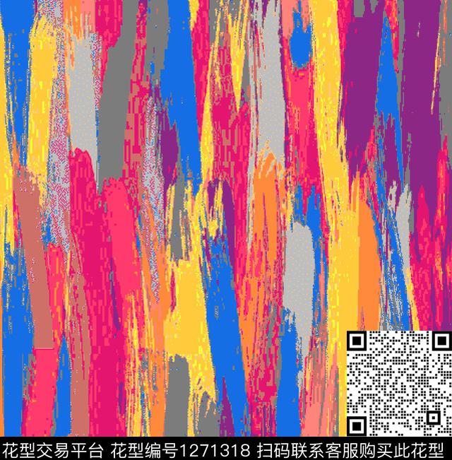 笔触肌理抽象传统印花花型下载（图片编号: 1271318） - 瓦栏（Walan）