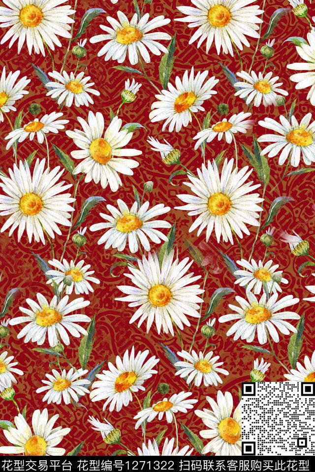 2019011-1.jpg - 1271322 - 小雏菊 植物 小碎花 - 数码印花花型 － 女装花型设计 － 瓦栏