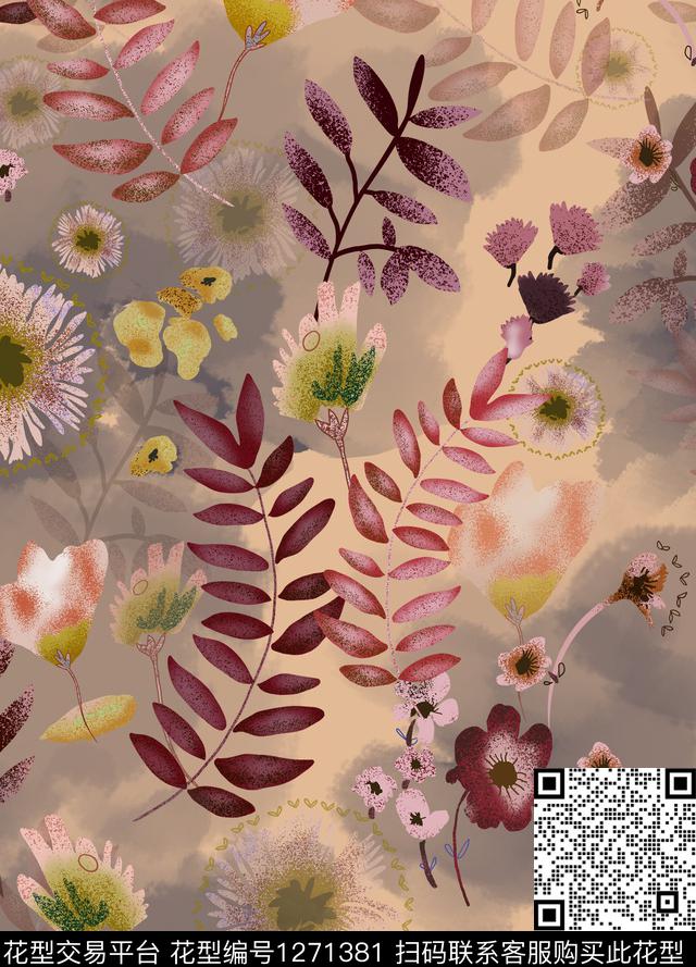 LG1911-14.jpg - 1271381 - 花卉 植物 蒲公英 - 数码印花花型 － 女装花型设计 － 瓦栏