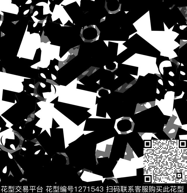98012.jpg - 1271543 - 几何 格子 抽象 - 数码印花花型 － 女装花型设计 － 瓦栏