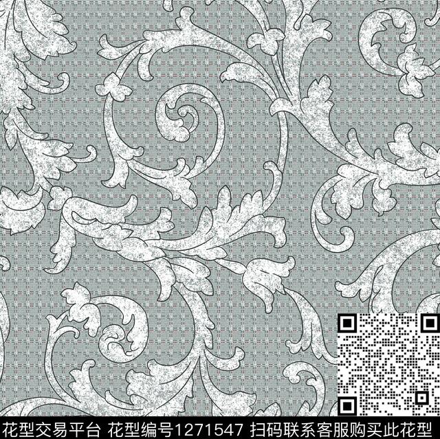 欧式卷草.jpg - 1271547 - 复古 卷草 肌理 - 传统印花花型 － 墙纸花型设计 － 瓦栏