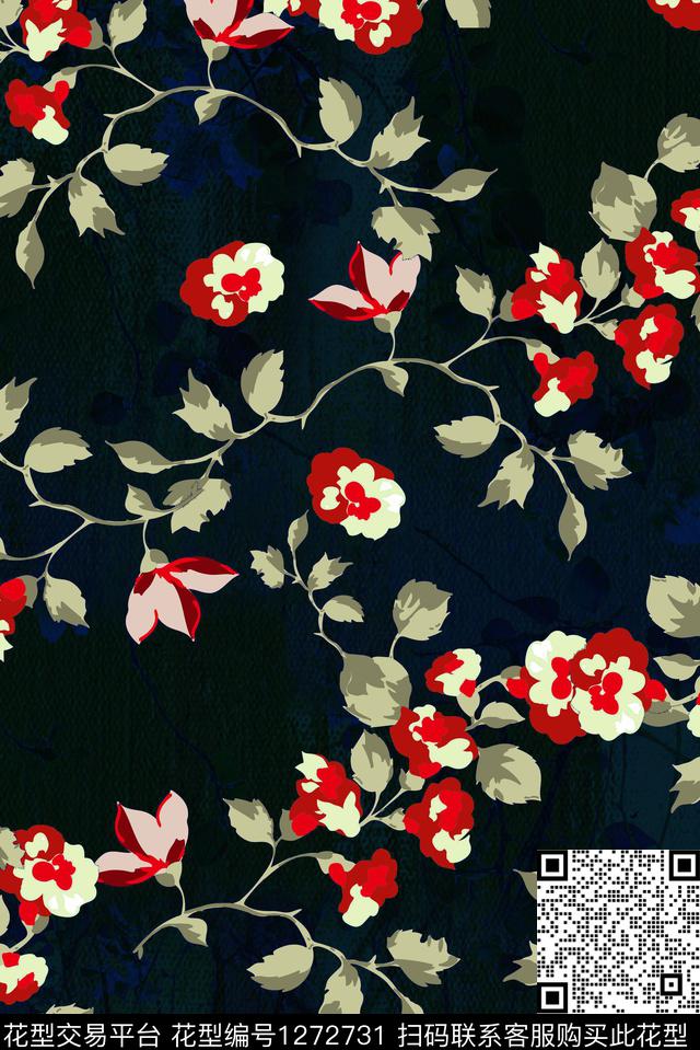 复古花卉真丝传统印花花型下载（图片编号: 1272731） - 瓦栏（Walan）