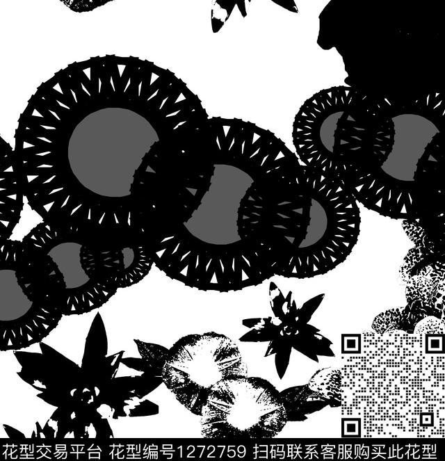 33113313.jpg - 1272759 - 几何 花卉 抽象 - 数码印花花型 － 女装花型设计 － 瓦栏
