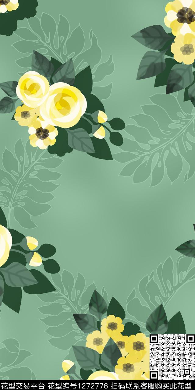 11.jpg - 1272776 - 花卉 绿植树叶 满版散花 - 传统印花花型 － 女装花型设计 － 瓦栏