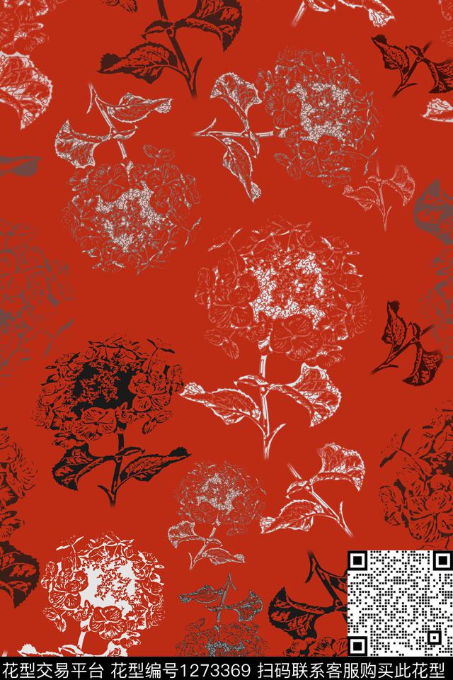 191117-蜡印-3-00.jpg - 1273369 - 绣球花 民族风图案 蜡印 - 传统印花花型 － 女装花型设计 － 瓦栏
