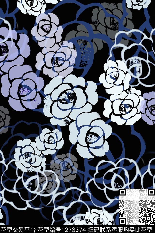 191117-蜡印-4-2.jpg - 1273374 - 玫瑰花语 蜡印 民族风图案 - 传统印花花型 － 女装花型设计 － 瓦栏