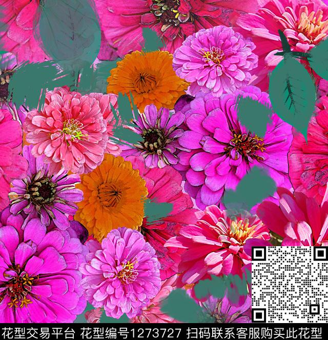 987.jpg - 1273727 - 花卉 抽象 混合拼接 - 数码印花花型 － 女装花型设计 － 瓦栏