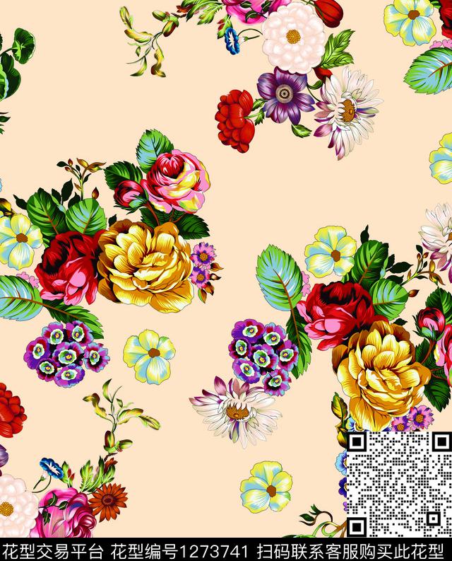 004.jpg - 1273741 - 复古 女装 花卉 - 数码印花花型 － 女装花型设计 － 瓦栏