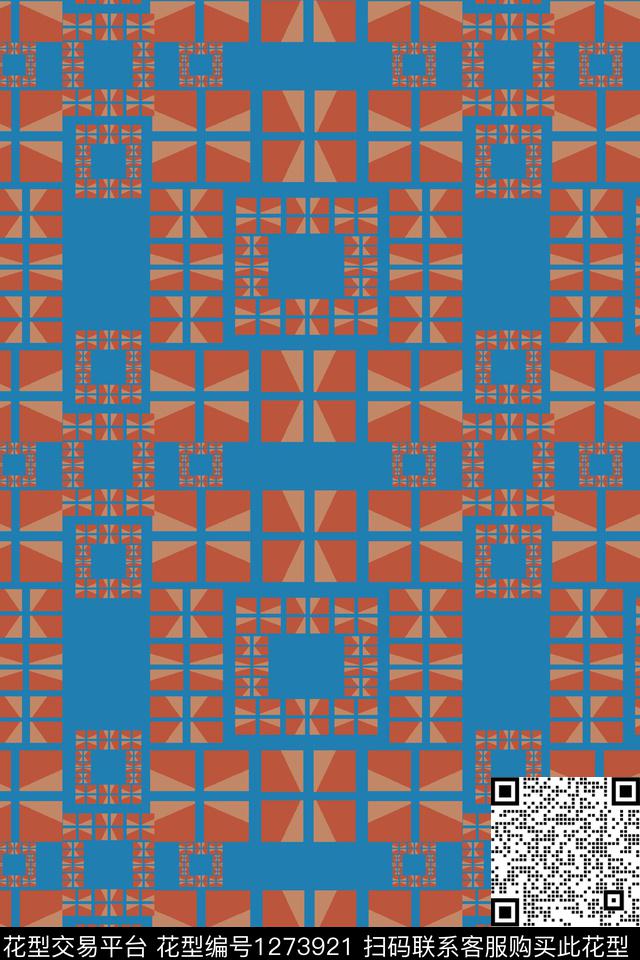 格子图案渐变色彩精致几何传统印花花型下载（图片编号: 1273921） - 瓦栏（Walan）