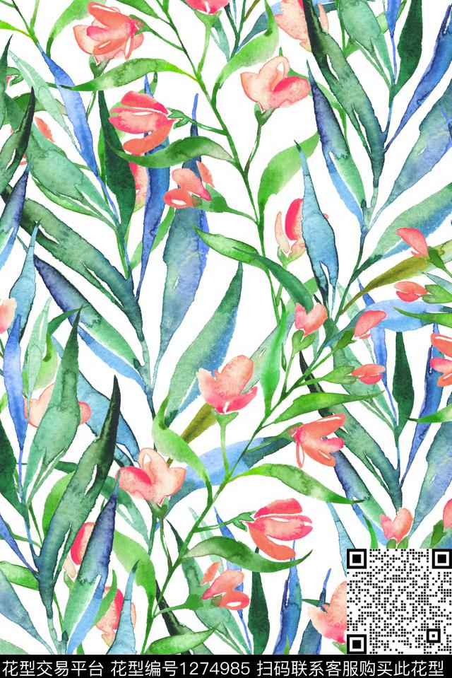 2019-11-13-A1.jpg - 1274985 - 女装 花卉 绿植树叶 - 数码印花花型 － 女装花型设计 － 瓦栏