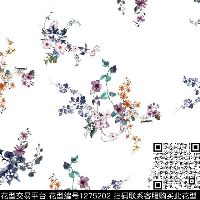 guan008.jpg - 1275202 - 花卉 白底花 小碎花 - 数码印花花型 － 女装花型设计 － 瓦栏