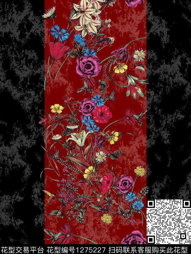 定位花花卉民族风数码印花花型下载（图片编号: 1275227） - 瓦栏（Walan）