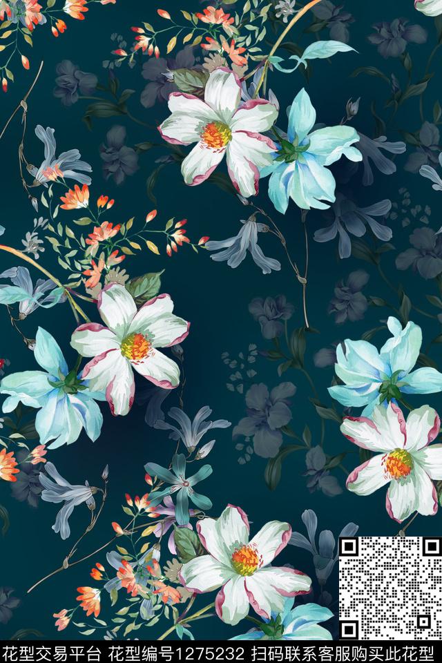 H106.jpg - 1275232 - 复古 花卉 小碎花 - 数码印花花型 － 女装花型设计 － 瓦栏