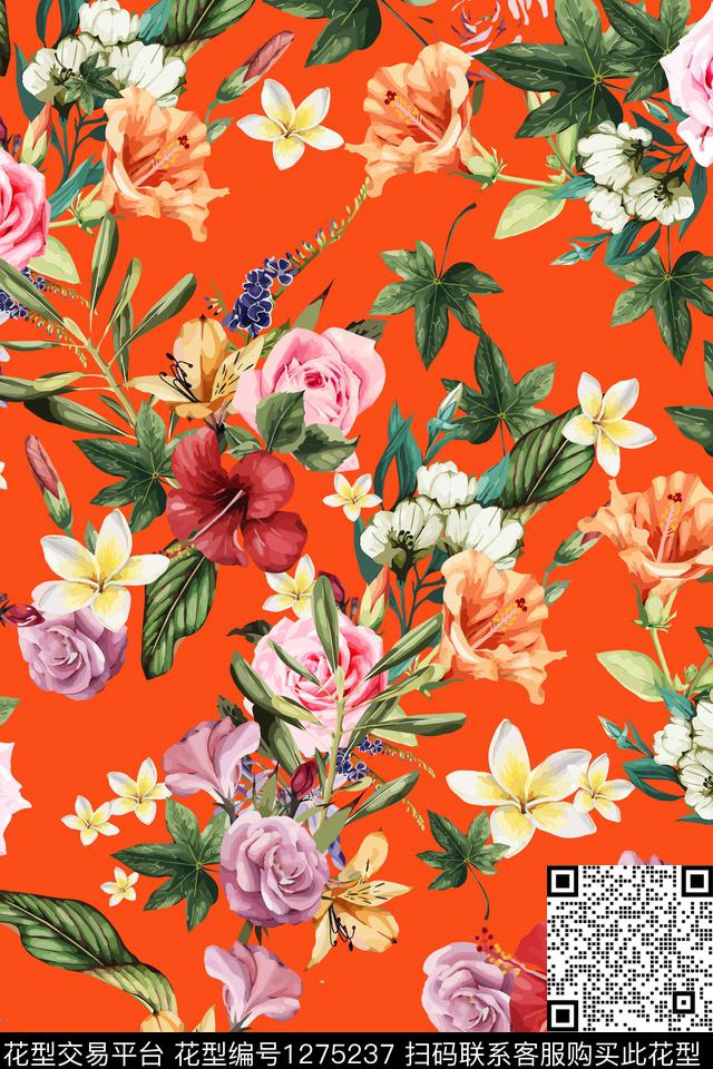 2019-11-13.jpg - 1275237 - 花卉 手绘 绿植树叶 - 数码印花花型 － 女装花型设计 － 瓦栏