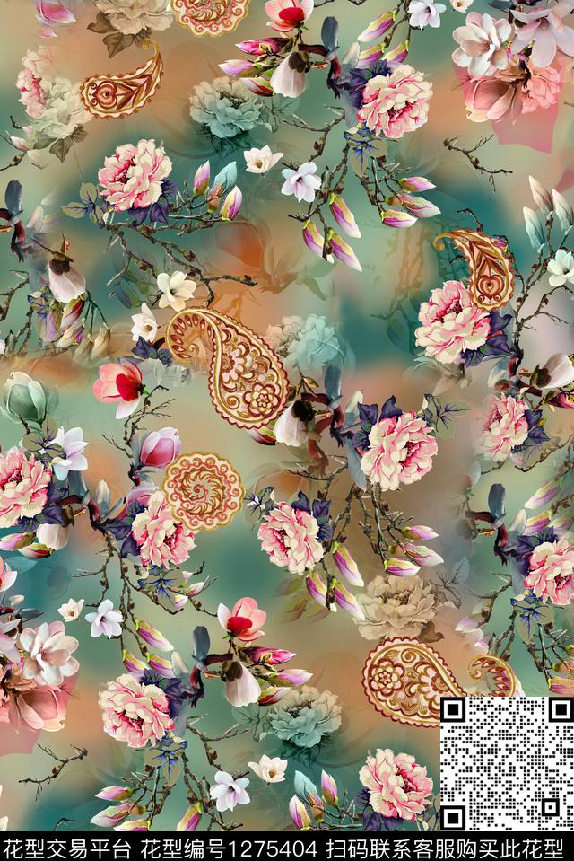 复古欧美小碎花数码印花花型下载（图片编号: 1275404） - 瓦栏（Walan）