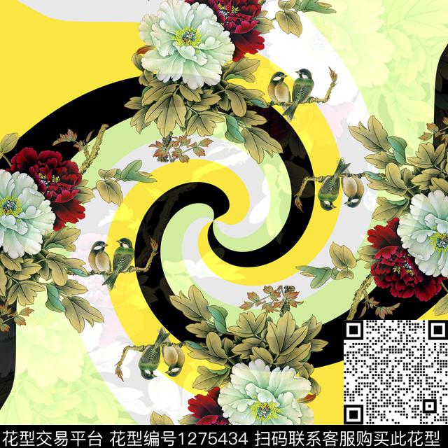 Y19f0151.jpg - 1275434 - 小方巾 牡丹 传统花型 - 数码印花花型 － 方巾花型设计 － 瓦栏