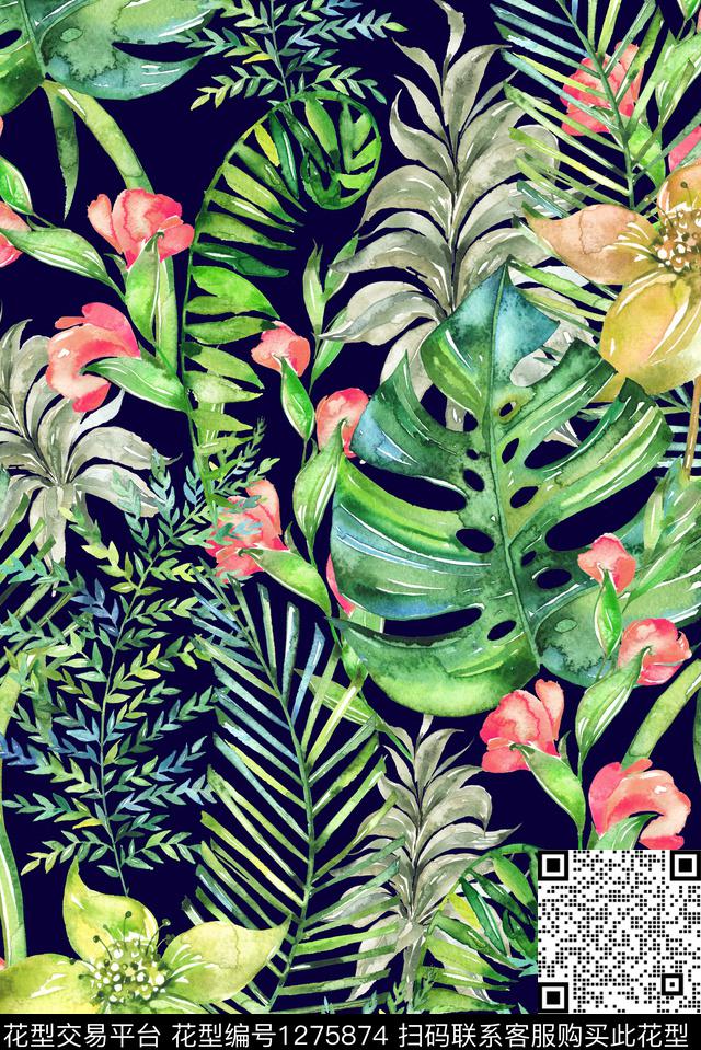 2019-11-16-A2.jpg - 1275874 - 女装 花卉 绿植树叶 - 数码印花花型 － 女装花型设计 － 瓦栏