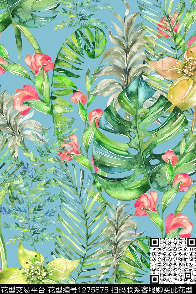 2019-11-16-B2.jpg - 1275875 - 女装 花卉 绿植树叶 - 数码印花花型 － 女装花型设计 － 瓦栏