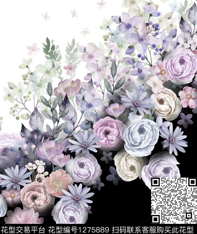 定位花花卉大花数码印花花型下载（图片编号: 1275889） - 瓦栏（Walan）
