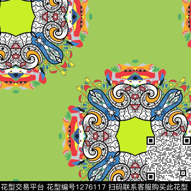 民族风34#.jpg - 1276117 - 几何 抽象 民族风 - 数码印花花型 － 女装花型设计 － 瓦栏